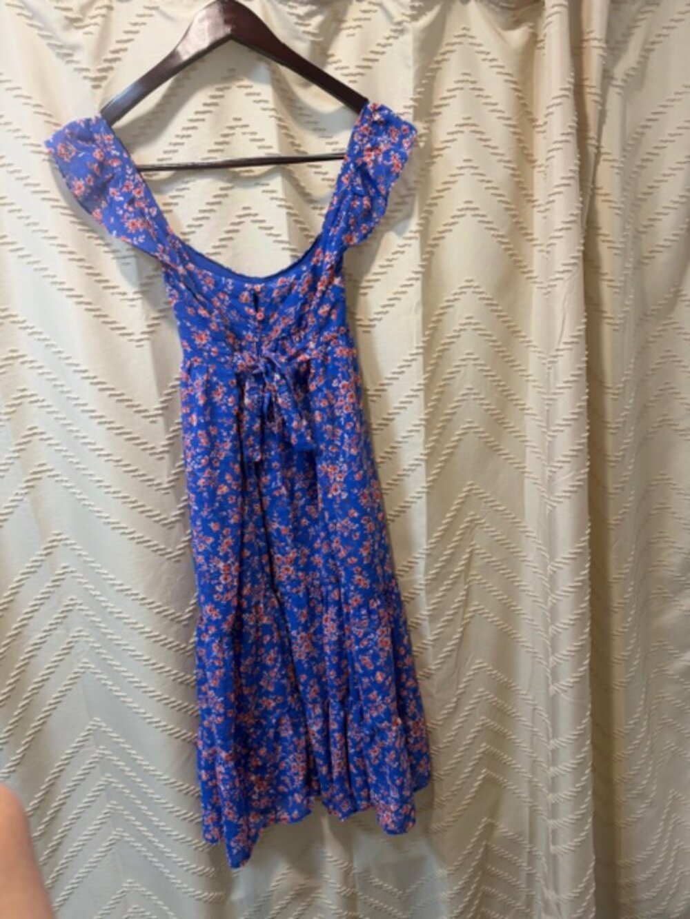Berthie Paris Blue Floral Ruffle Tiered Midi Dress - Picture 12 of 14